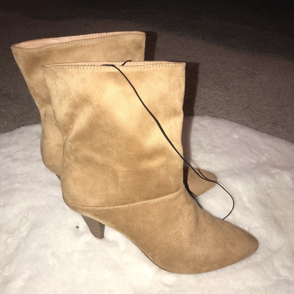Express Suede Tan Heel Boots